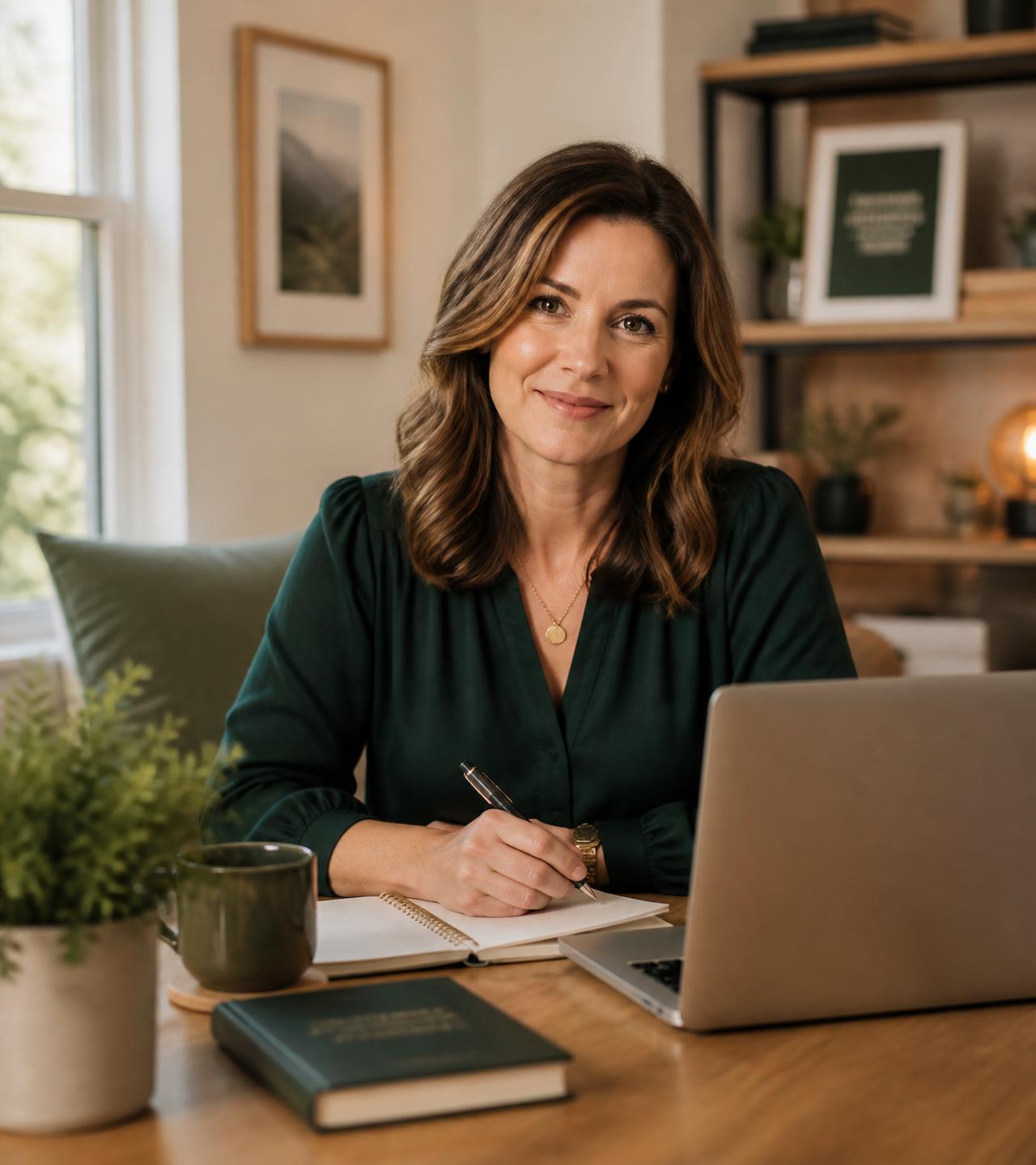 Virtual assistant working at a bright, organised home office desk